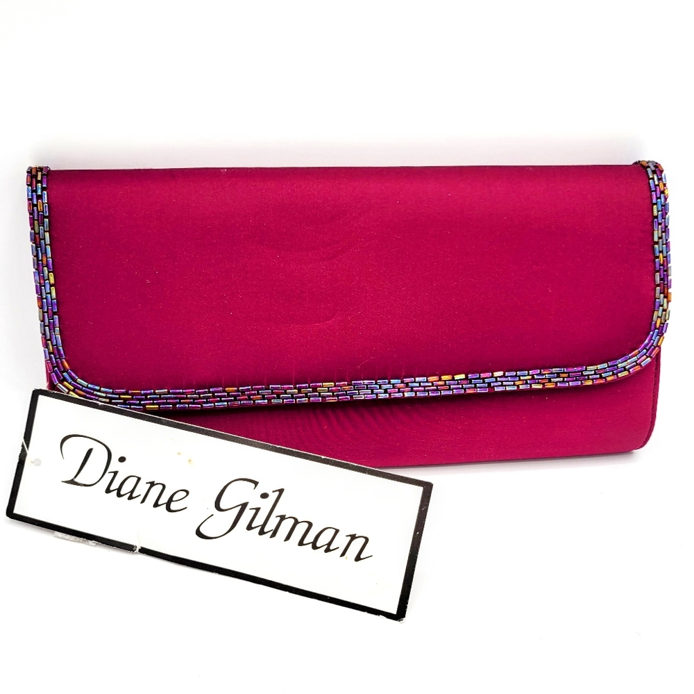 Diane Gilman Folded Over Clutch Silk Bag 10"x4.5"